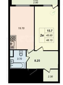 1-к квартира, вторичка, 46м2, 11/16 этаж