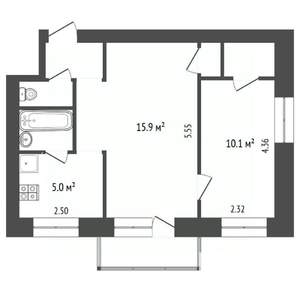 2-к квартира, вторичка, 41м2, 4/4 этаж