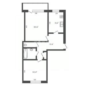 2-к квартира, вторичка, 52м2, 4/5 этаж