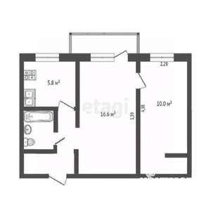 2-к квартира, вторичка, 42м2, 2/4 этаж