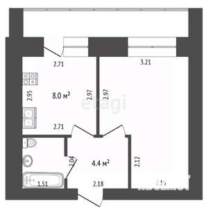 1-к квартира, вторичка, 29м2, 11/12 этаж