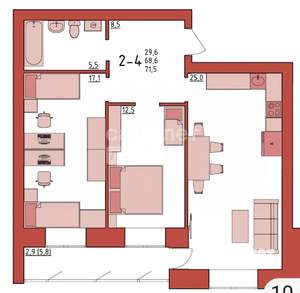 3-к квартира, вторичка, 72м2, 2/10 этаж