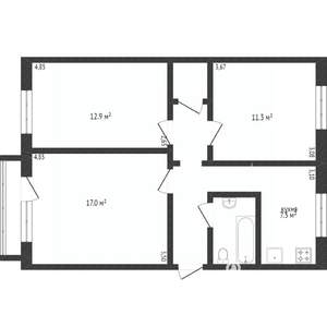 3-к квартира, вторичка, 60м2, 3/5 этаж