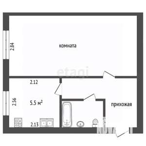1-к квартира, вторичка, 28м2, 2/3 этаж