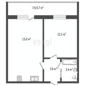 1-к квартира, вторичка, 44м2, 5/5 этаж