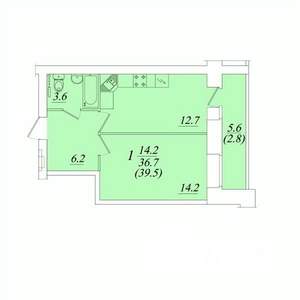 1-к квартира, вторичка, 40м2, 10/10 этаж