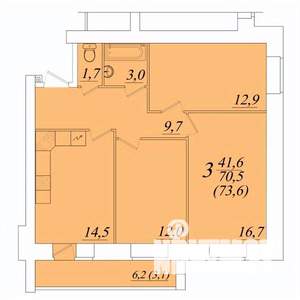 3-к квартира, строящийся дом, 74м2, 8/10 этаж