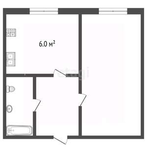 1-к квартира, вторичка, 30м2, 1/5 этаж