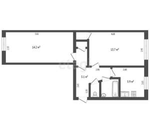 2-к квартира, вторичка, 44м2, 1/5 этаж