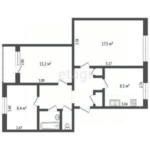 3-к квартира, вторичка, 60м2, 2/5 этаж