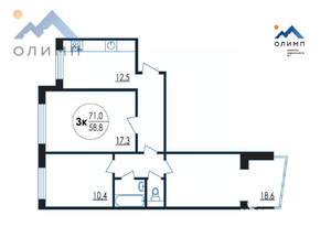 3-к квартира, вторичка, 71м2, 8/9 этаж