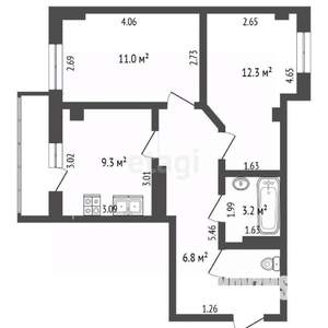 2-к квартира, вторичка, 45м2, 1/10 этаж