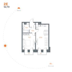 1-к квартира, вторичка, 53м2, 5/8 этаж