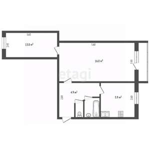 2-к квартира, вторичка, 46м2, 3/5 этаж