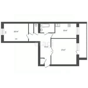 2-к квартира, вторичка, 60м2, 2/3 этаж