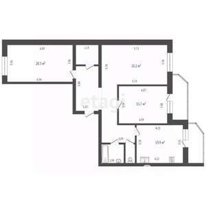 3-к квартира, вторичка, 104м2, 10/13 этаж