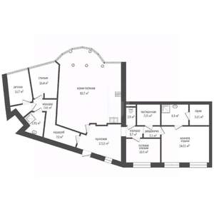 4-к квартира, вторичка, 220м2, 1/14 этаж