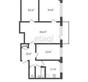 4-к квартира, вторичка, 59м2, 5/5 этаж