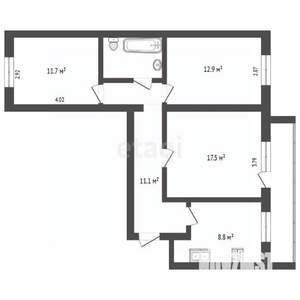 3-к квартира, вторичка, 66м2, 9/9 этаж