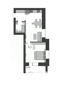 1-к квартира, сданный дом, 53м2, 7/10 этаж
