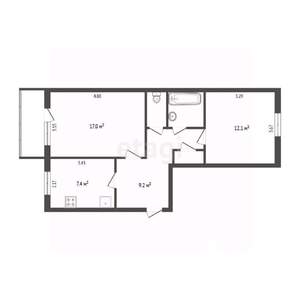 2-к квартира, вторичка, 51м2, 1/5 этаж