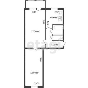 2-к квартира, вторичка, 44м2, 3/5 этаж