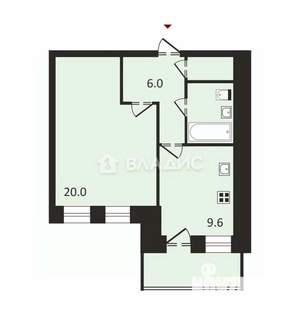 1-к квартира, вторичка, 42м2, 5/5 этаж