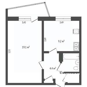 1-к квартира, вторичка, 39м2, 8/9 этаж
