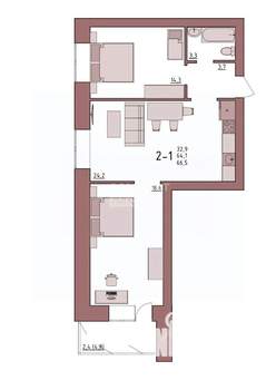 2-к квартира, вторичка, 67м2, 10/10 этаж