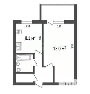 1-к квартира, вторичка, 35м2, 3/5 этаж