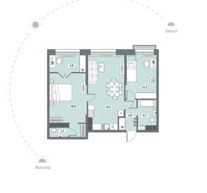 2-к квартира, сданный дом, 69м2, 9/9 этаж