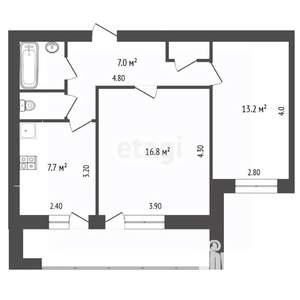 2-к квартира, вторичка, 49м2, 3/9 этаж