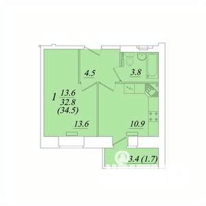 1-к квартира, вторичка, 35м2, 8/10 этаж