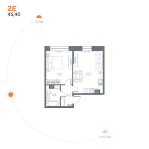 1-к квартира, вторичка, 45м2, 5/8 этаж