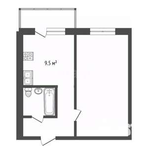 1-к квартира, вторичка, 40м2, 1/12 этаж