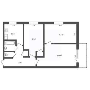 3-к квартира, вторичка, 51м2, 3/5 этаж