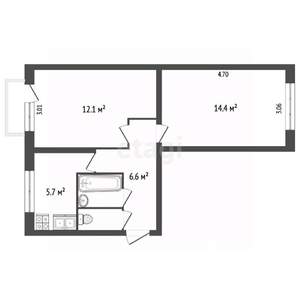2-к квартира, вторичка, 42м2, 5/5 этаж