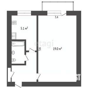 1-к квартира, вторичка, 31м2, 4/5 этаж