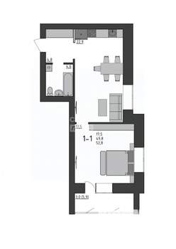 1-к квартира, сданный дом, 53м2, 3/10 этаж