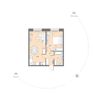 1-к квартира, сданный дом, 48м2, 1/9 этаж