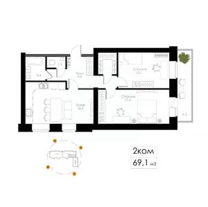 3-к квартира, вторичка, 69м2, 6/8 этаж