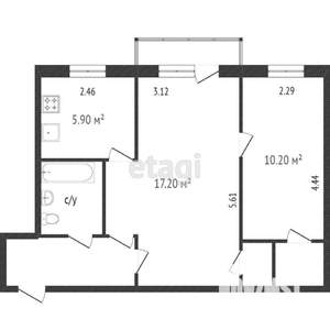 2-к квартира, вторичка, 49м2, 3/5 этаж