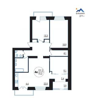 4-к квартира, вторичка, 101м2, 3/5 этаж