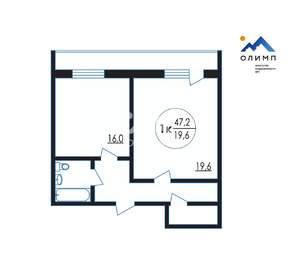 1-к квартира, вторичка, 47м2, 9/16 этаж