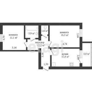 2-к квартира, вторичка, 54м2, 7/10 этаж