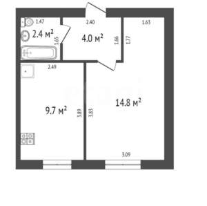 1-к квартира, вторичка, 31м2, 3/3 этаж