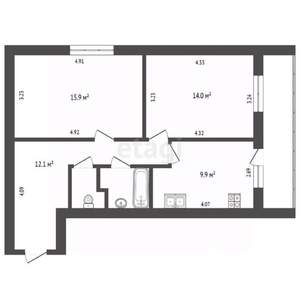 2-к квартира, вторичка, 56м2, 2/10 этаж