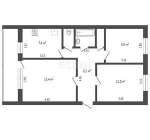 3-к квартира, вторичка, 57м2, 2/5 этаж