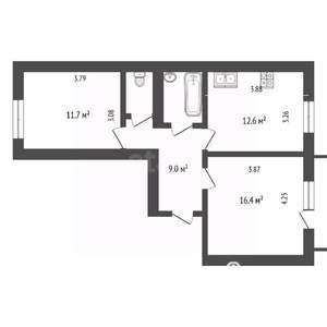 2-к квартира, вторичка, 56м2, 2/10 этаж