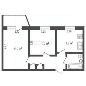 2-к квартира, вторичка, 42м2, 9/9 этаж